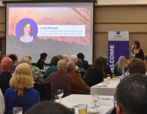 Cordy Plymale speaking at the second annual spring showcase